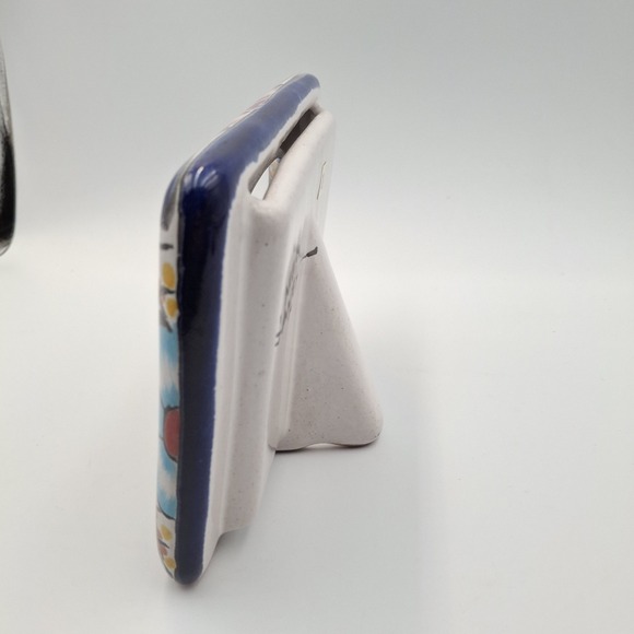 Mexican Talavera Hand-Painted Tabletop Picture Frame Floral Signed Mexi Anel - Picture 5 of 12